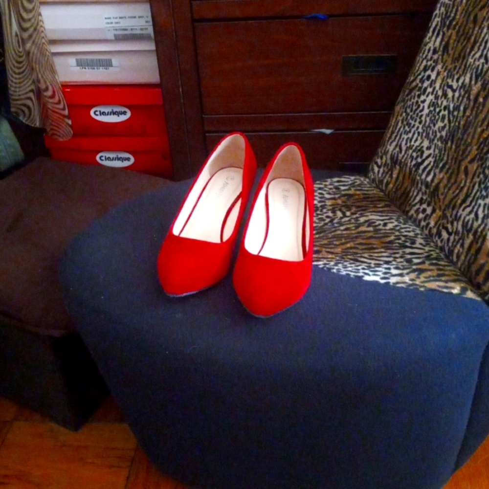 Faux suede wedge